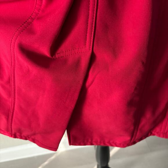 NANETTE LEPORE Double Breasted Short Trench Coat Red SzL Urban Bold Raincoat - Picture 3 of 10